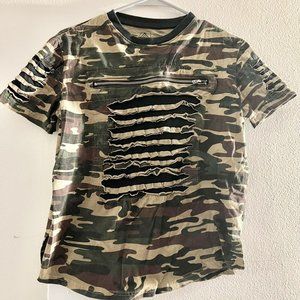 Roadblock Boys Camouflage Distressed Zipper T-Shirt Large 14-16